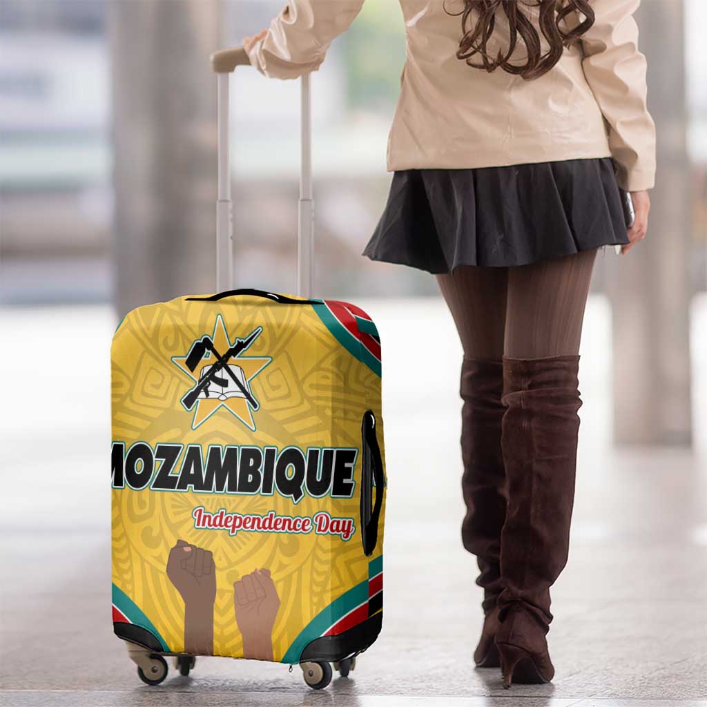 Mozambique Luggage Cover with Yellow Red Green Swirl Design and Independence Day TS04