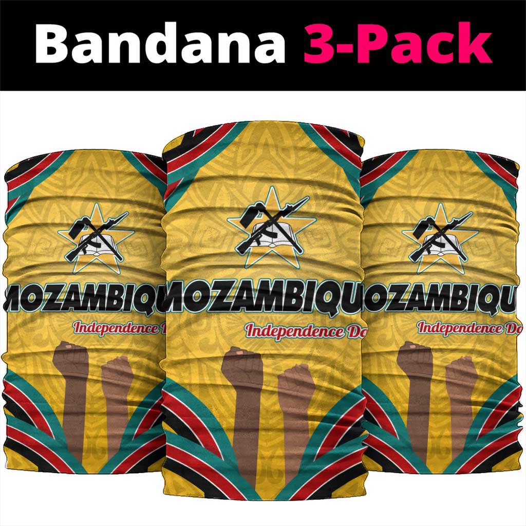 Mozambique Neck Gaiter with Yellow Red Green Swirl Design and Independence Day TS04