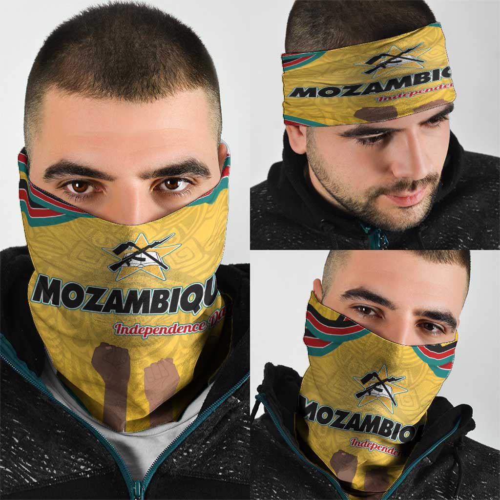 Mozambique Neck Gaiter with Yellow Red Green Swirl Design and Independence Day TS04