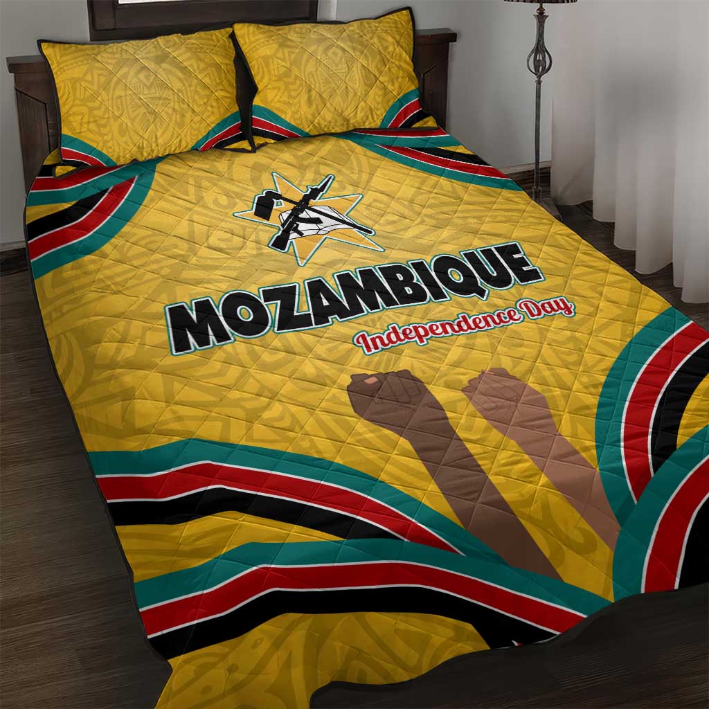 Mozambique Quilt Bed Set Yellow Red Green Swirl Independence Day TS04