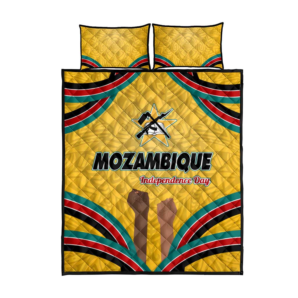 Mozambique Quilt Bed Set Yellow Red Green Swirl Independence Day TS04
