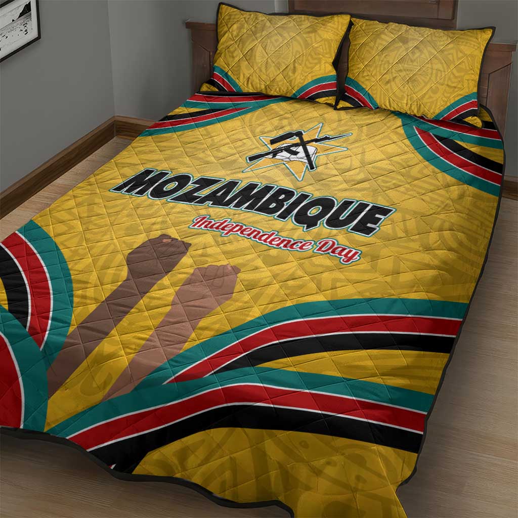 Mozambique Quilt Bed Set Yellow Red Green Swirl Independence Day TS04