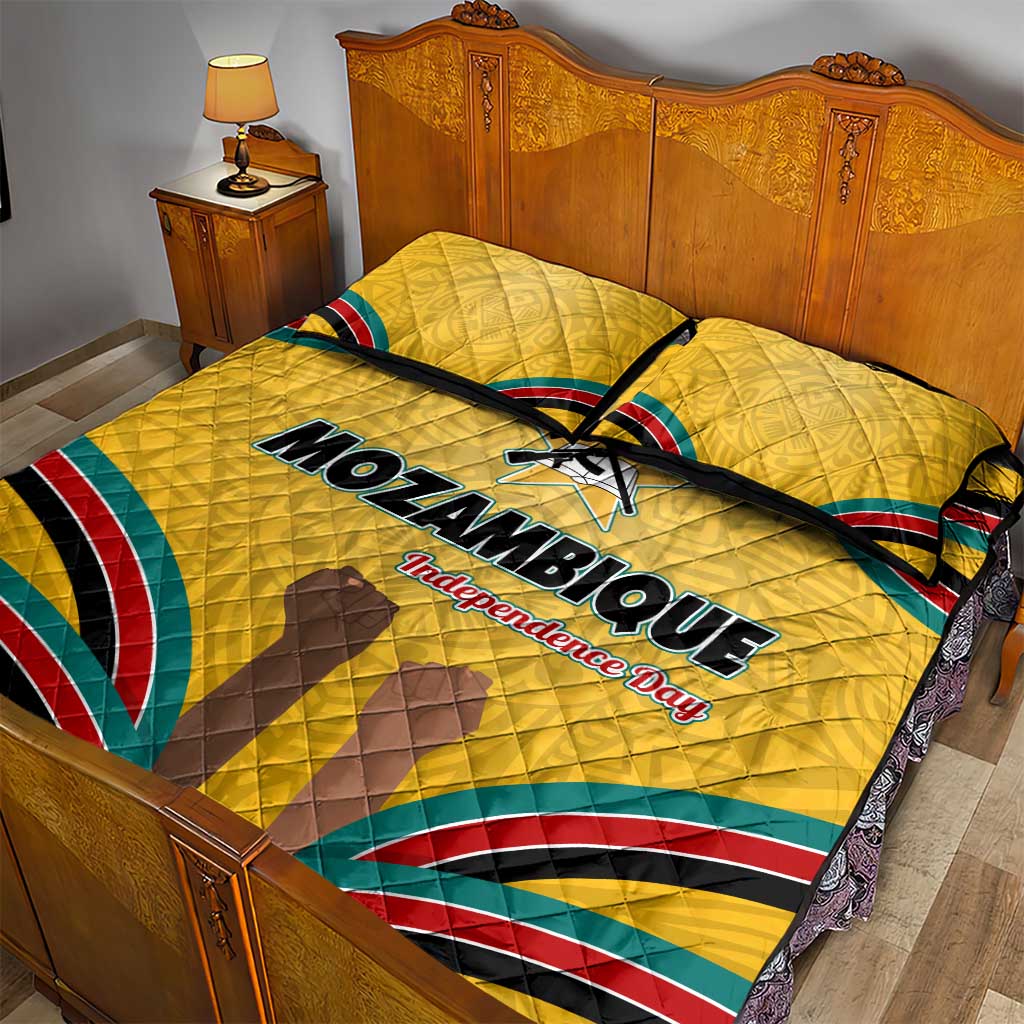 Mozambique Quilt Bed Set Yellow Red Green Swirl Independence Day TS04
