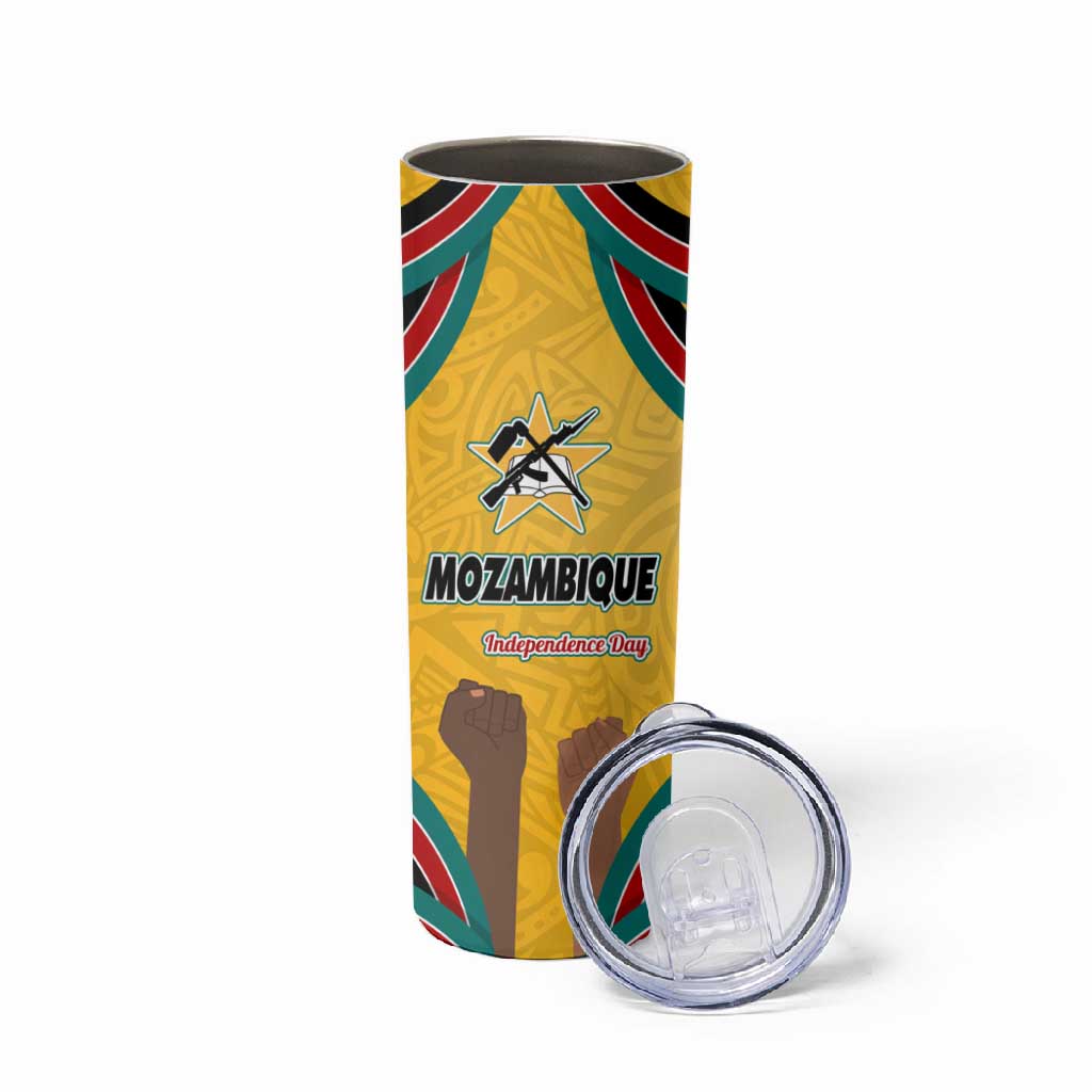 Mozambique Skinny Tumbler Yellow Red Green Swirl Independence Day TS04
