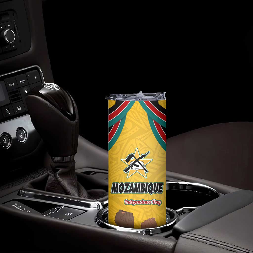 Mozambique Skinny Tumbler Yellow Red Green Swirl Independence Day TS04