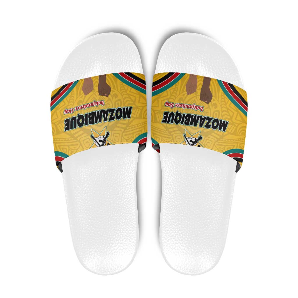 Mozambique Slide Sandals with Yellow Red Green Swirl Design and Independence Day TS04