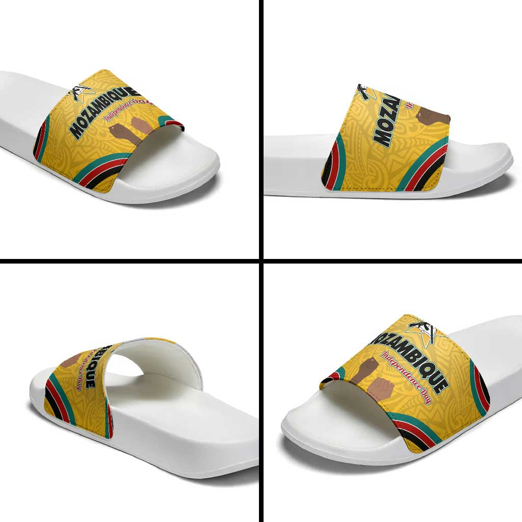 Mozambique Slide Sandals with Yellow Red Green Swirl Design and Independence Day TS04