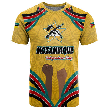 Mozambique T shirt Yellow Red Green Swirl Independence Day TS04