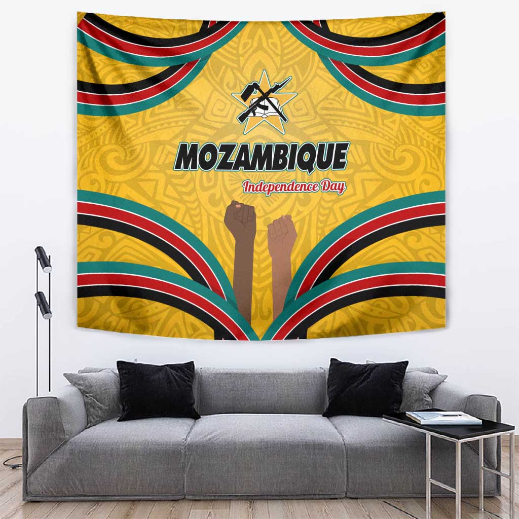 Mozambique Tapestry Yellow Red Green Swirl Independence Day TS04