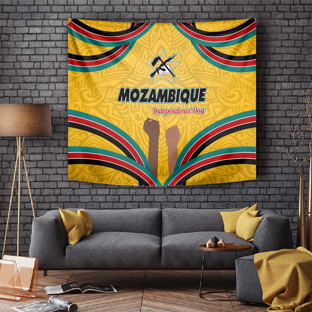 Mozambique Tapestry Yellow Red Green Swirl Independence Day TS04