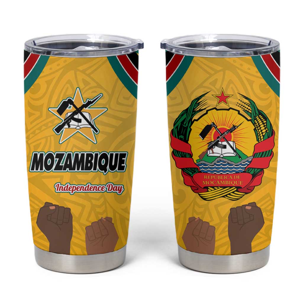 Mozambique Tumbler Cup Yellow Red Green Swirl Independence Day TS04