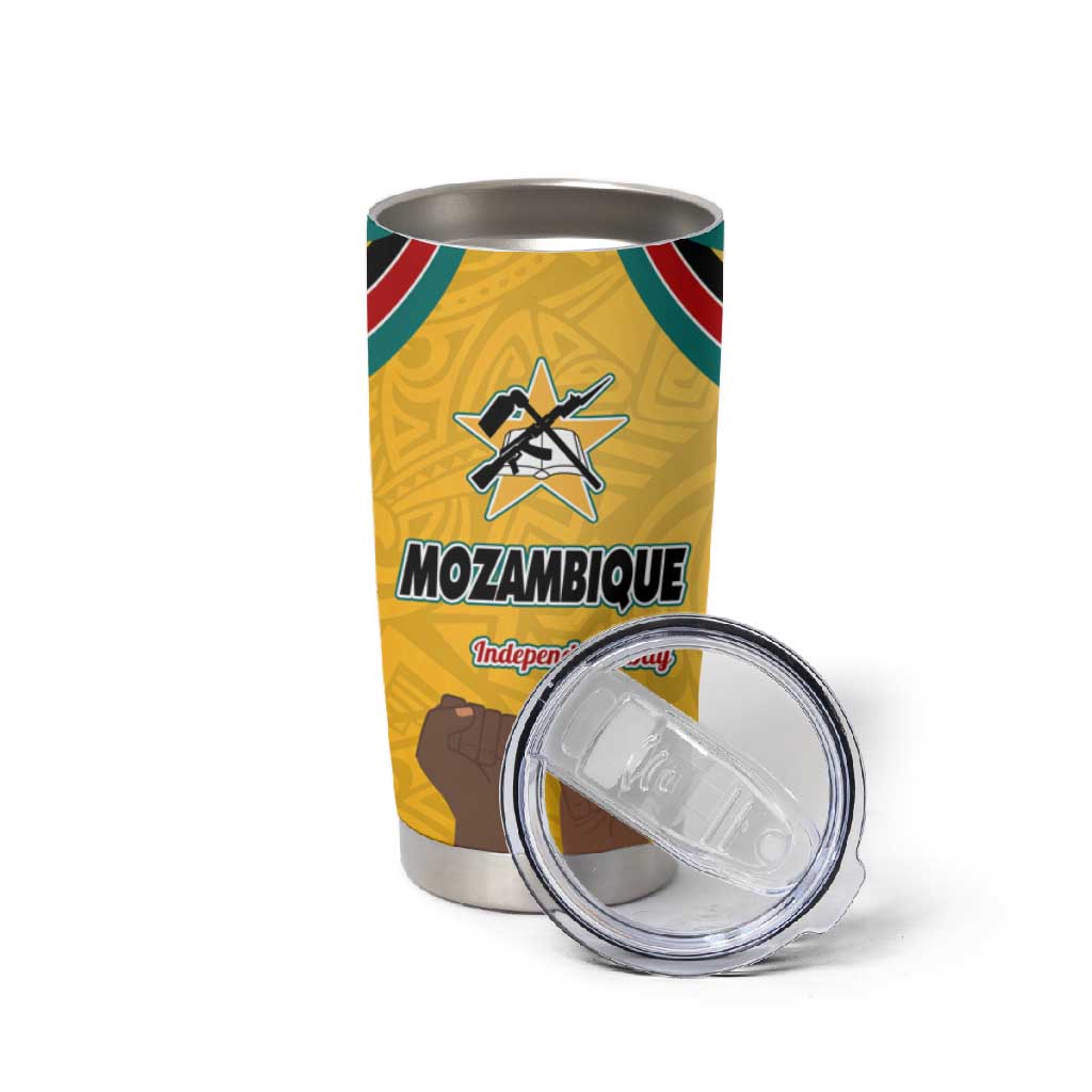 Mozambique Tumbler Cup Yellow Red Green Swirl Independence Day TS04
