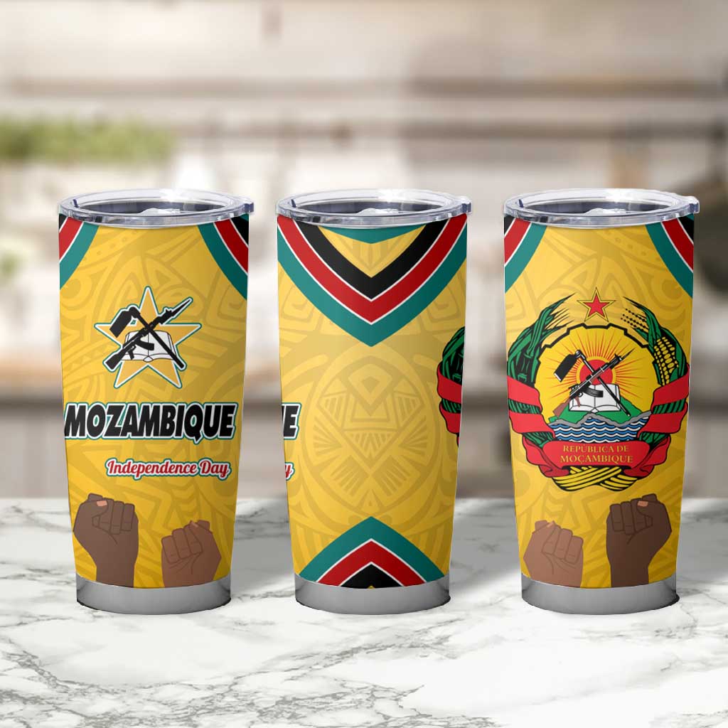 Mozambique Tumbler Cup Yellow Red Green Swirl Independence Day TS04