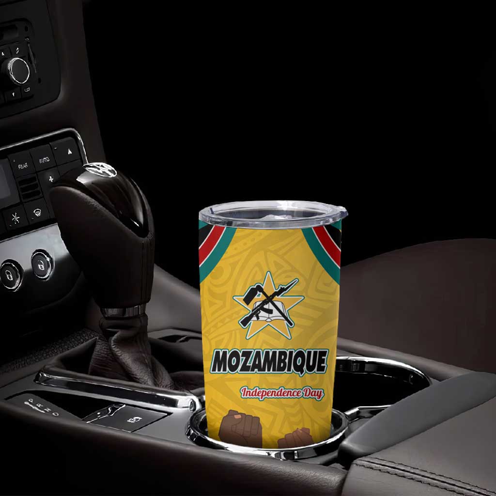 Mozambique Tumbler Cup Yellow Red Green Swirl Independence Day TS04