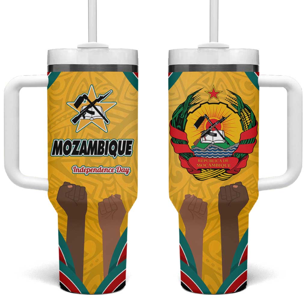 Mozambique Tumbler With Handle Yellow Red Green Swirl Independence Day TS04