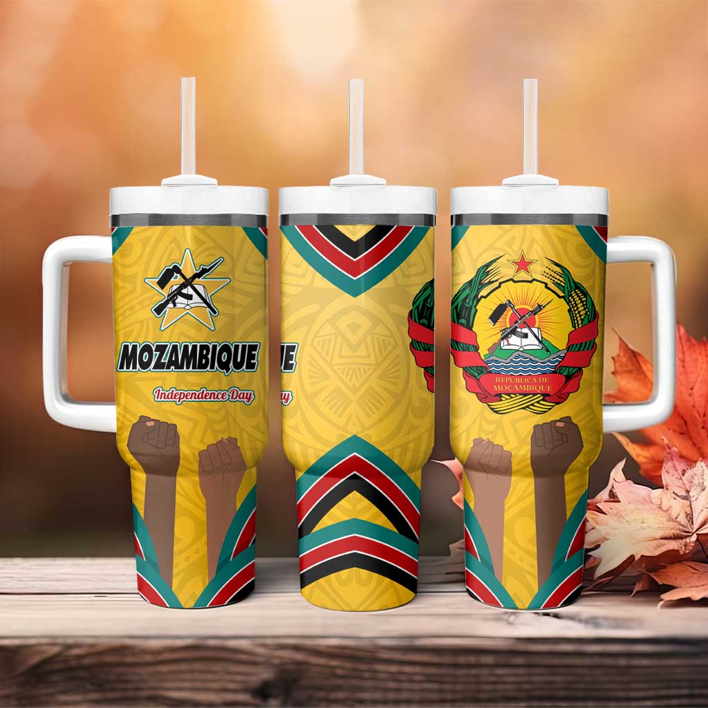 Mozambique Tumbler With Handle Yellow Red Green Swirl Independence Day TS04