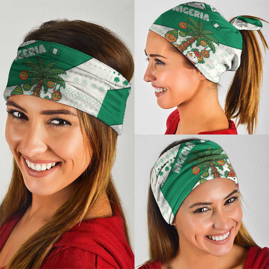 Nigeria Christmas Neck Gaiter with Gingerbread Snowman Palm Tree and Tribal Mask Design TS04