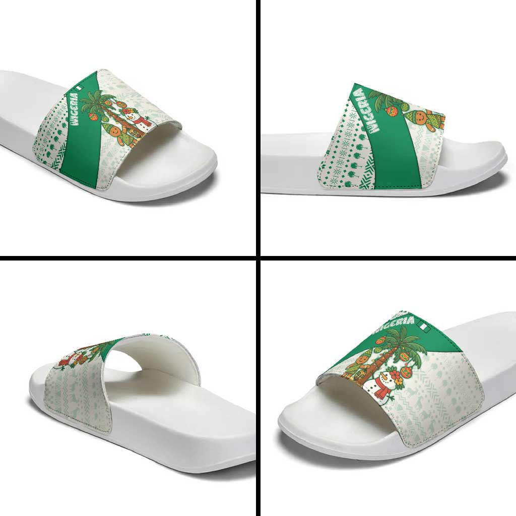 Nigeria Christmas Slide Sandals with Gingerbread Snowman Palm Tree and Tribal Mask Design TS04