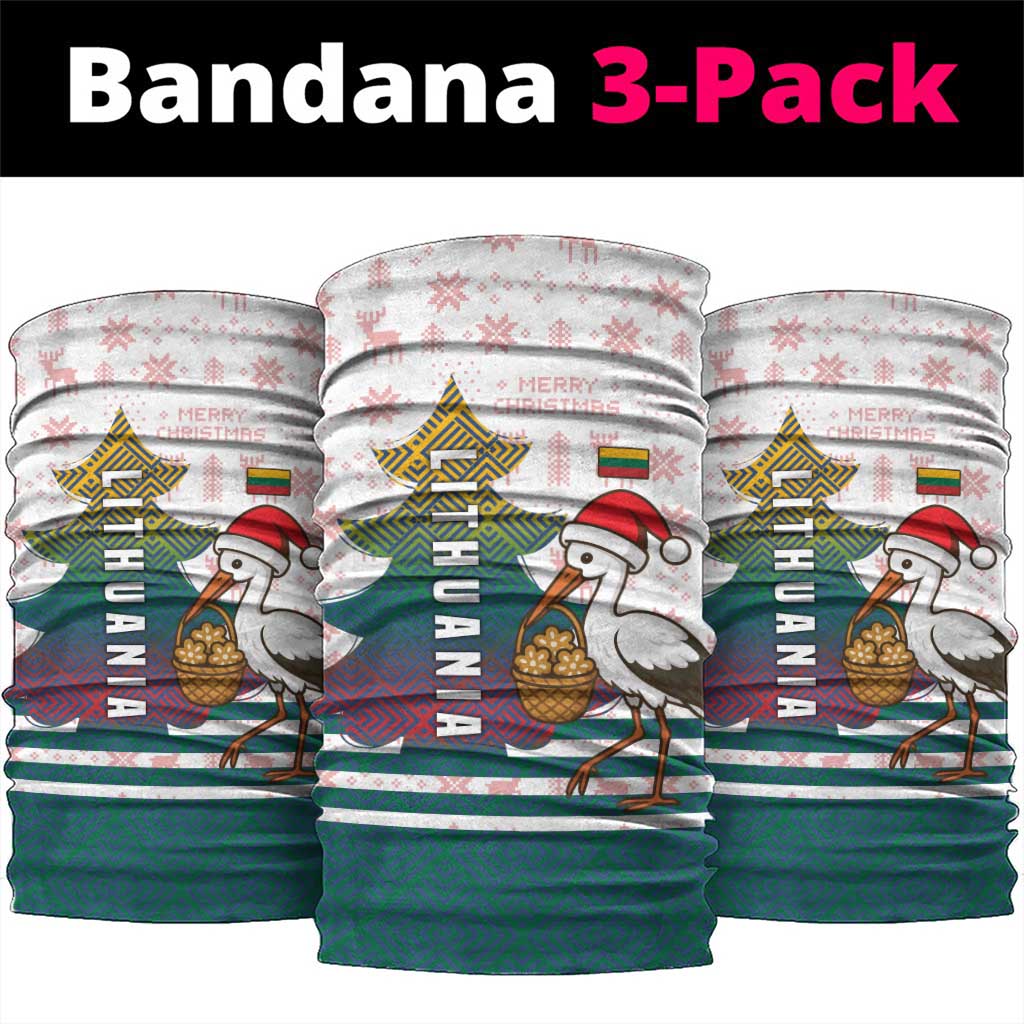 Lithuania Christmas Neck Gaiter with Stork Basket Snowflakes and Traditional Pattern Design TS04