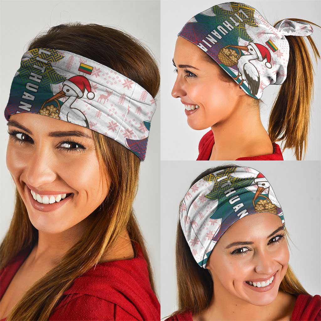 Lithuania Christmas Neck Gaiter with Stork Basket Snowflakes and Traditional Pattern Design TS04