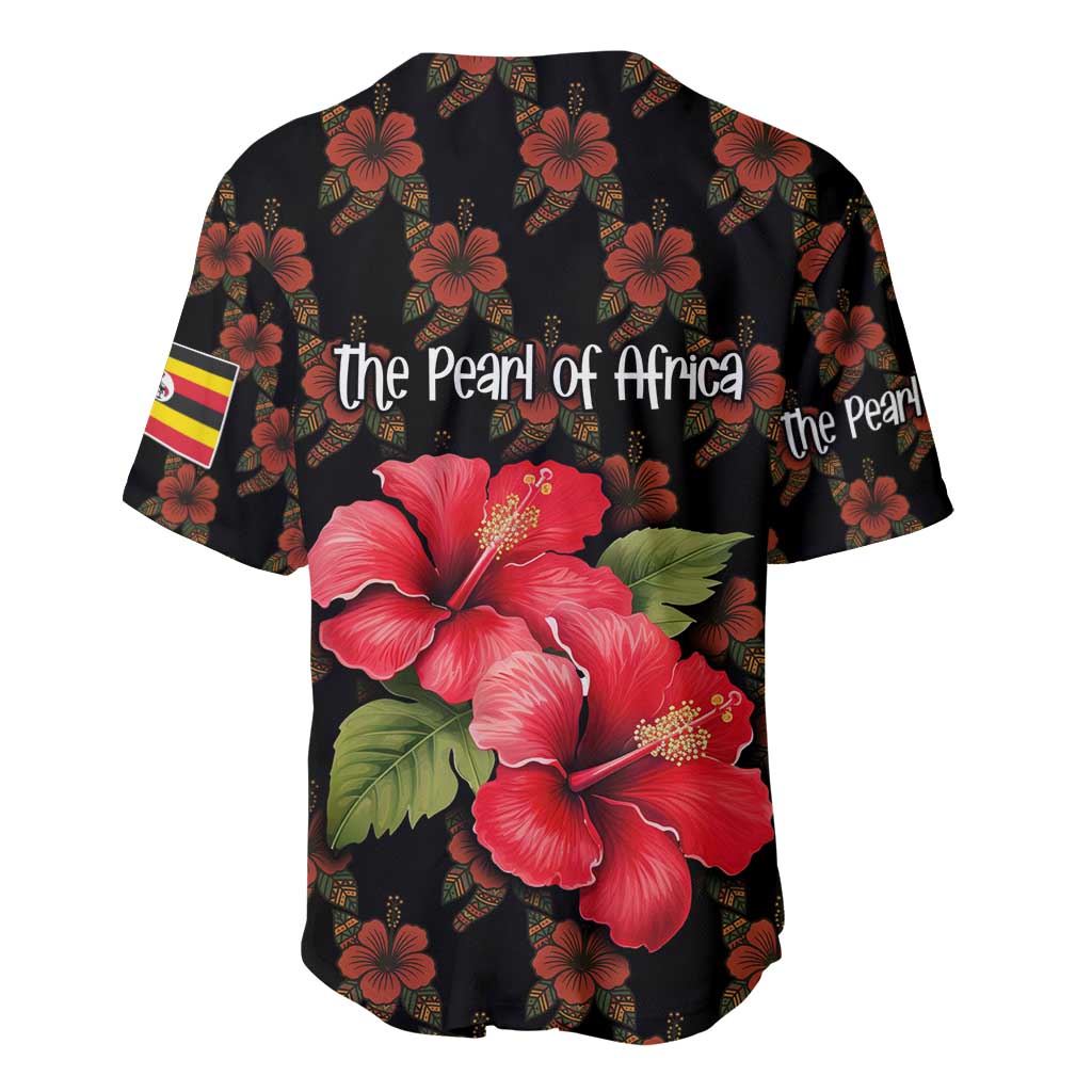 Uganda Baseball Jersey - Hibiscus Flower Pattern and The Pearl of Africa Text TS04