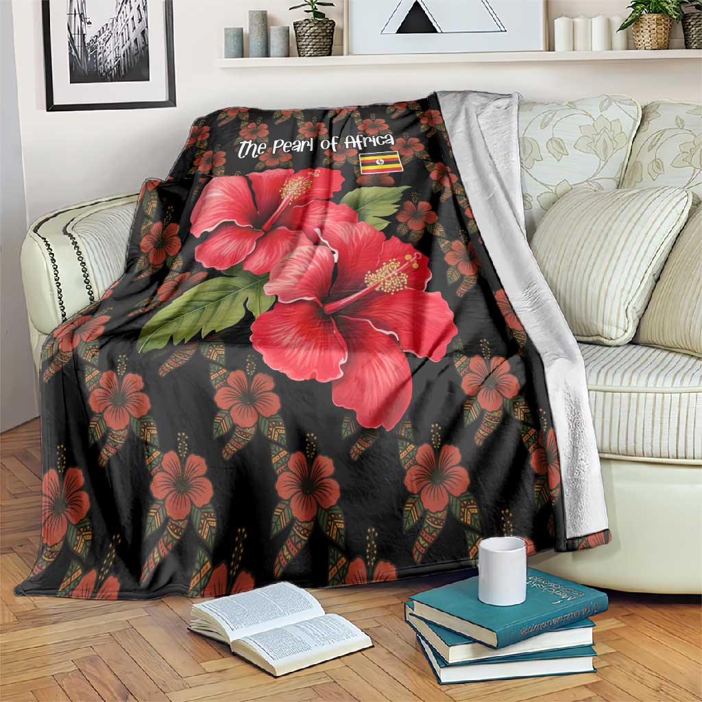 Uganda Blanket - Hibiscus Flower Pattern and The Pearl of Africa Text TS04