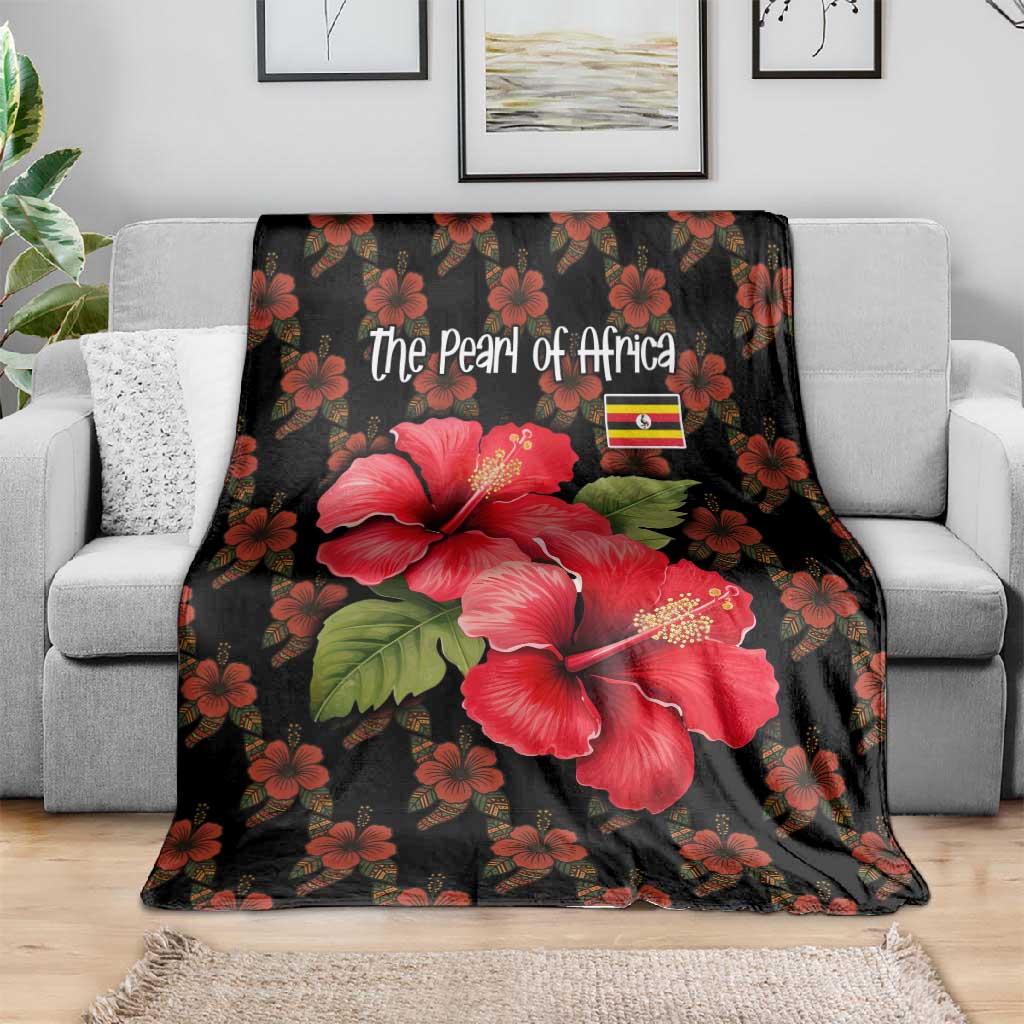 Uganda Blanket - Hibiscus Flower Pattern and The Pearl of Africa Text TS04