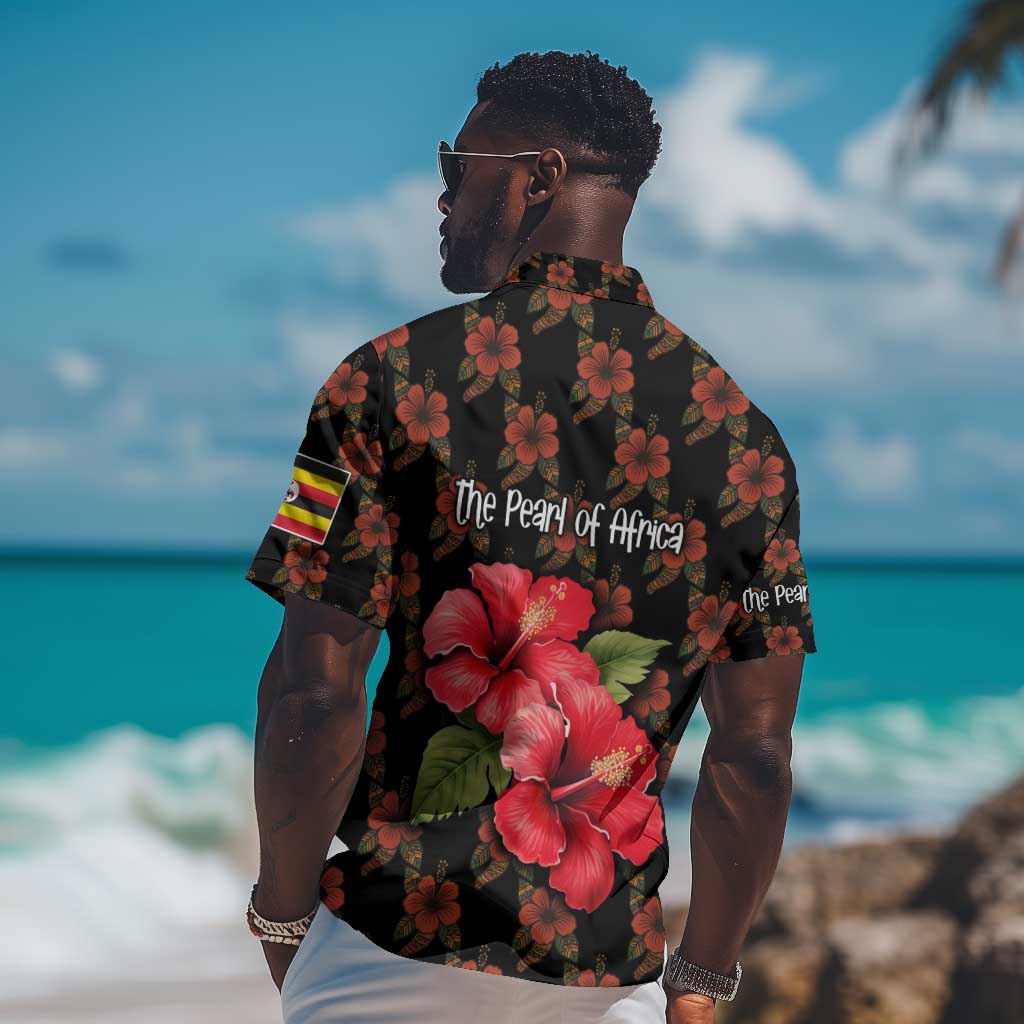Uganda Hawaiian Shirt - Hibiscus Flower Pattern and The Pearl of Africa Text TS04