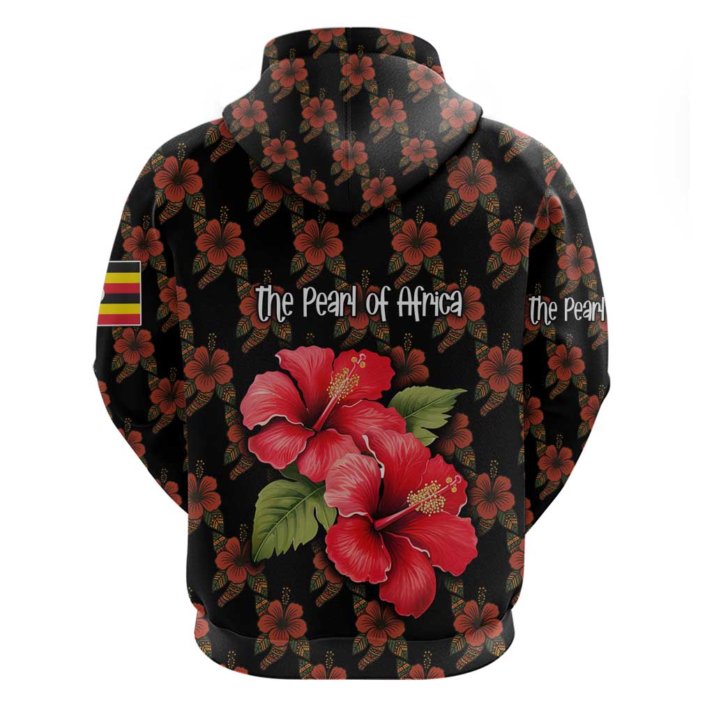 Uganda Hoodie with Hibiscus Flower Pattern and The Pearl of Africa Text TS04