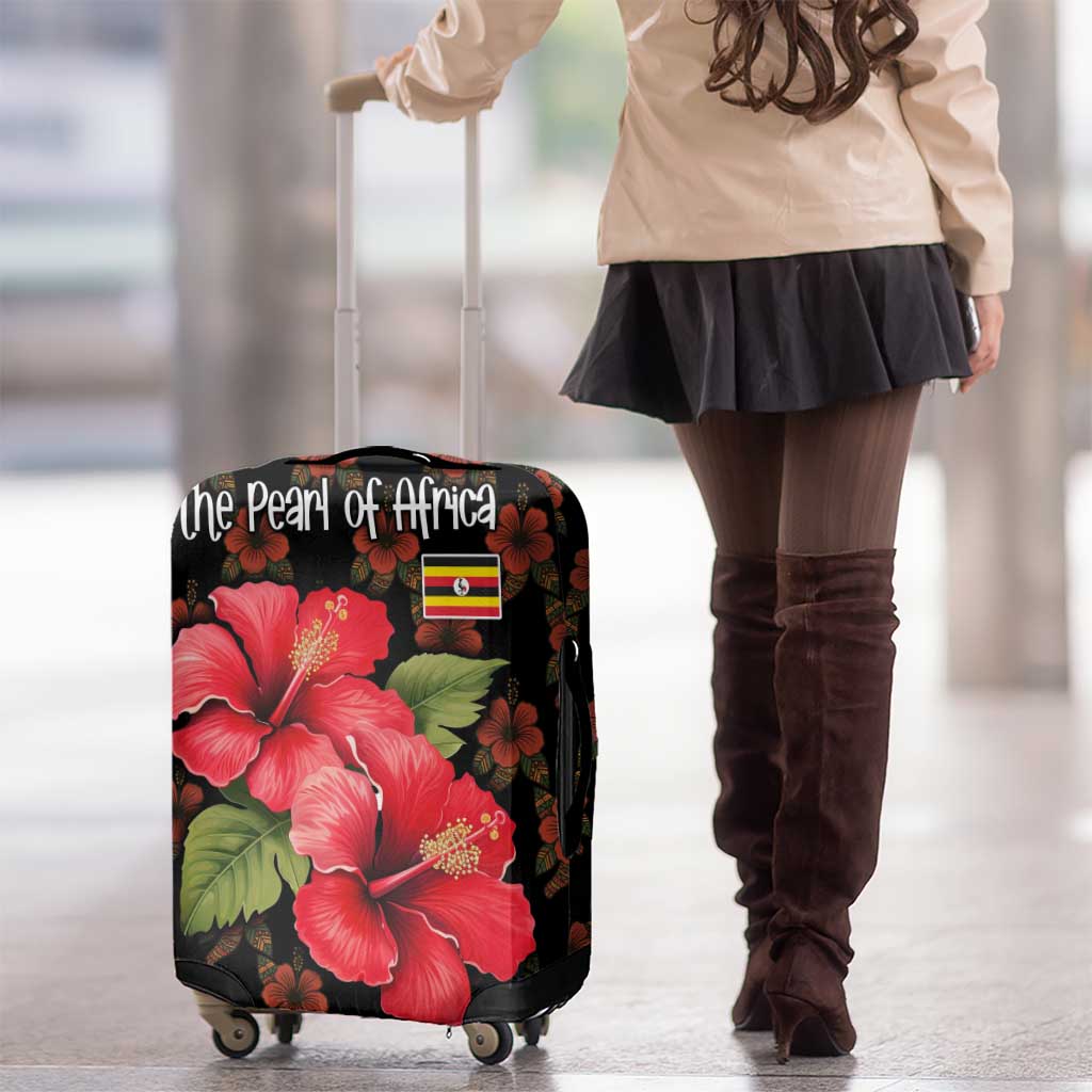 Uganda Luggage Cover with Hibiscus Flower Pattern and The Pearl of Africa Text TS04