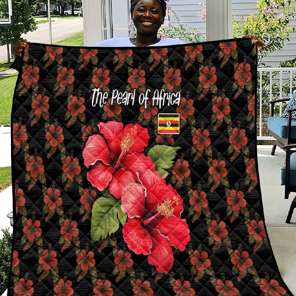 Uganda Quilt - Hibiscus Flower Pattern and The Pearl of Africa Text TS04