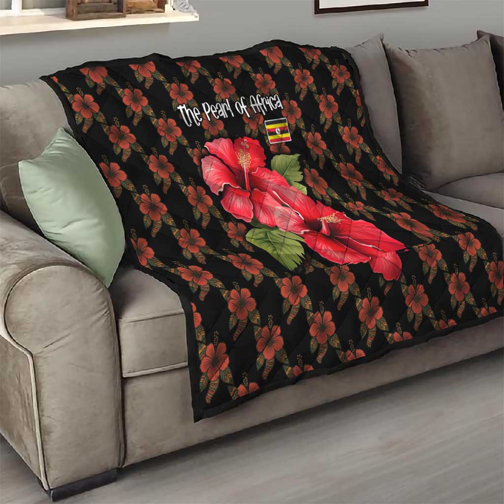 Uganda Quilt - Hibiscus Flower Pattern and The Pearl of Africa Text TS04