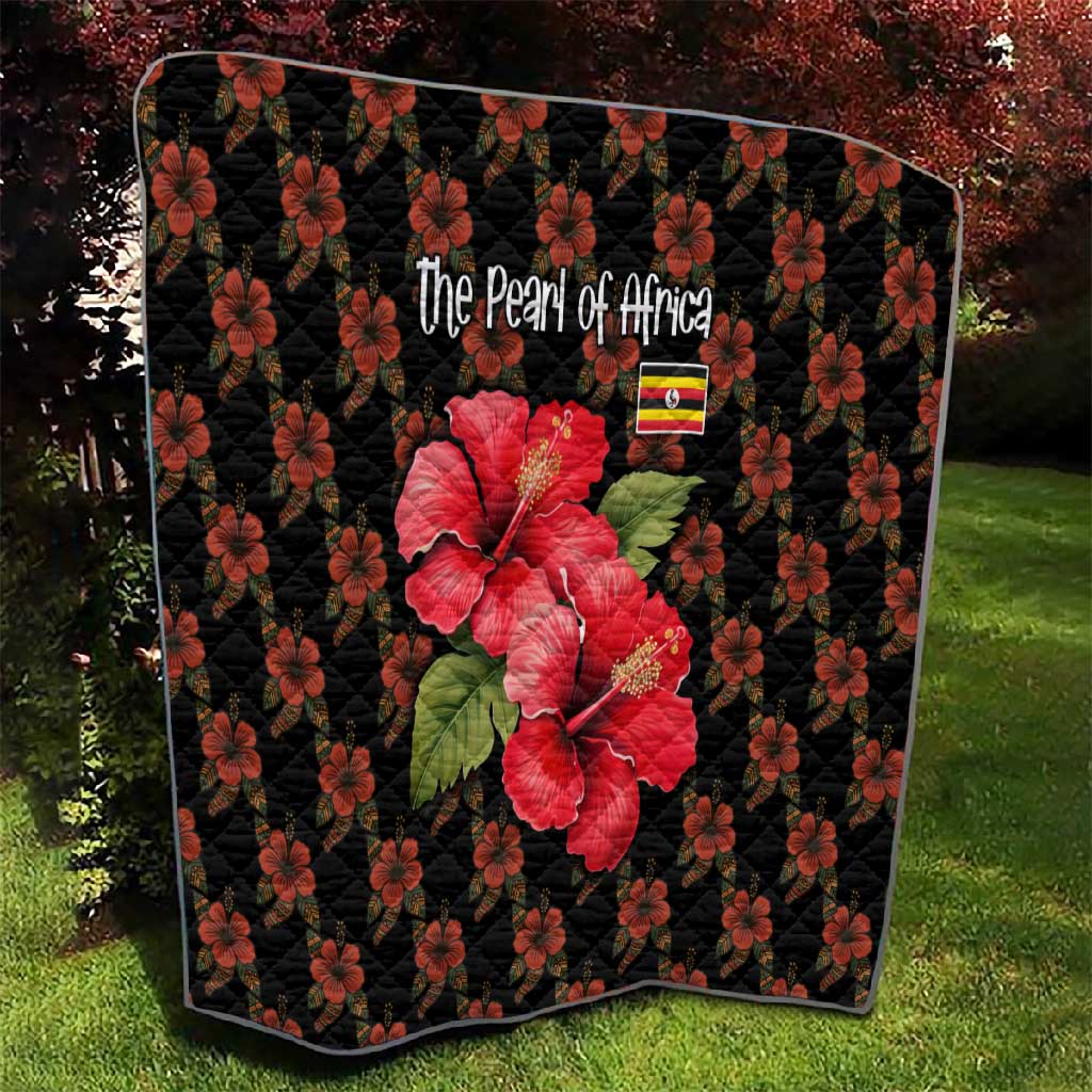 Uganda Quilt - Hibiscus Flower Pattern and The Pearl of Africa Text TS04