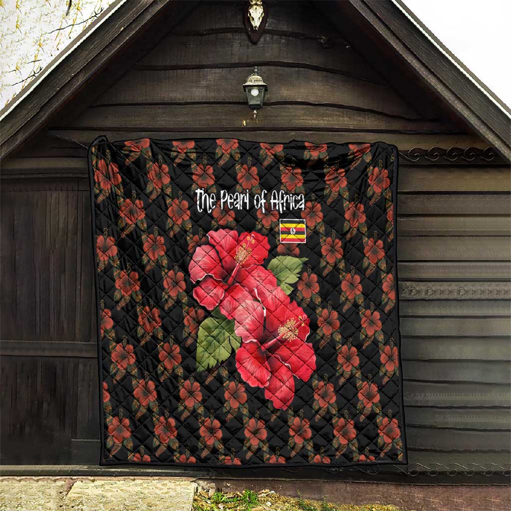 Uganda Quilt - Hibiscus Flower Pattern and The Pearl of Africa Text TS04
