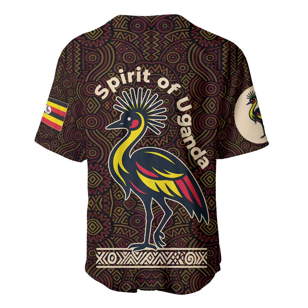 Uganda Baseball Jersey - Grey Crowned Crane and Tribal Pattern Spirit of Uganda Theme TS04