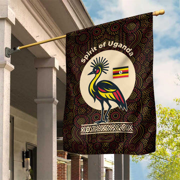 Uganda Garden Flag - Grey Crowned Crane and Tribal Pattern Spirit of Uganda Theme TS04