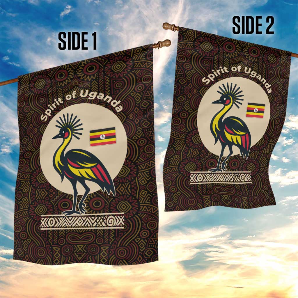 Uganda Garden Flag - Grey Crowned Crane and Tribal Pattern Spirit of Uganda Theme TS04