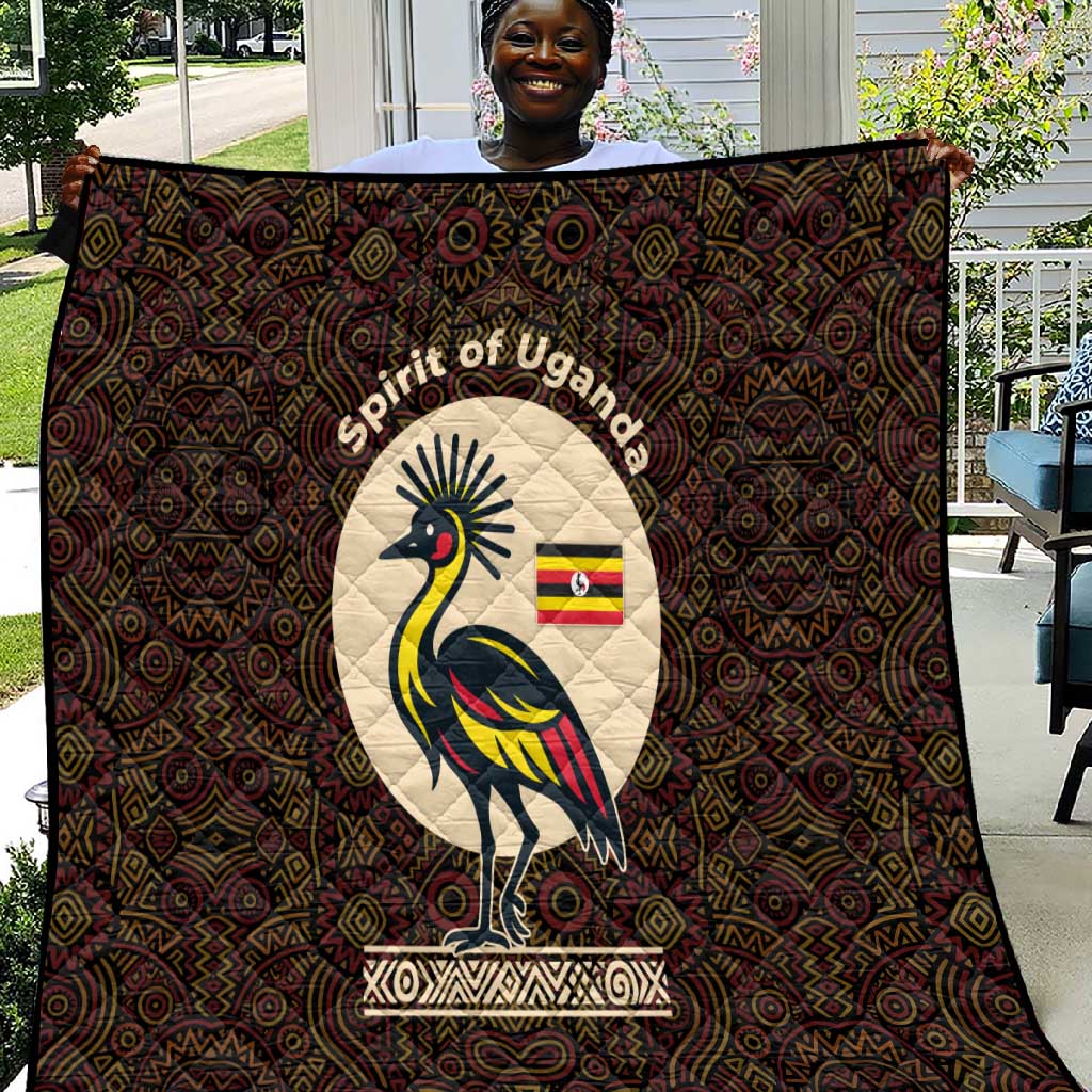 Uganda Quilt - Grey Crowned Crane and Tribal Pattern Spirit of Uganda Theme TS04
