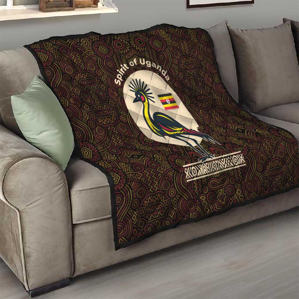 Uganda Quilt - Grey Crowned Crane and Tribal Pattern Spirit of Uganda Theme TS04