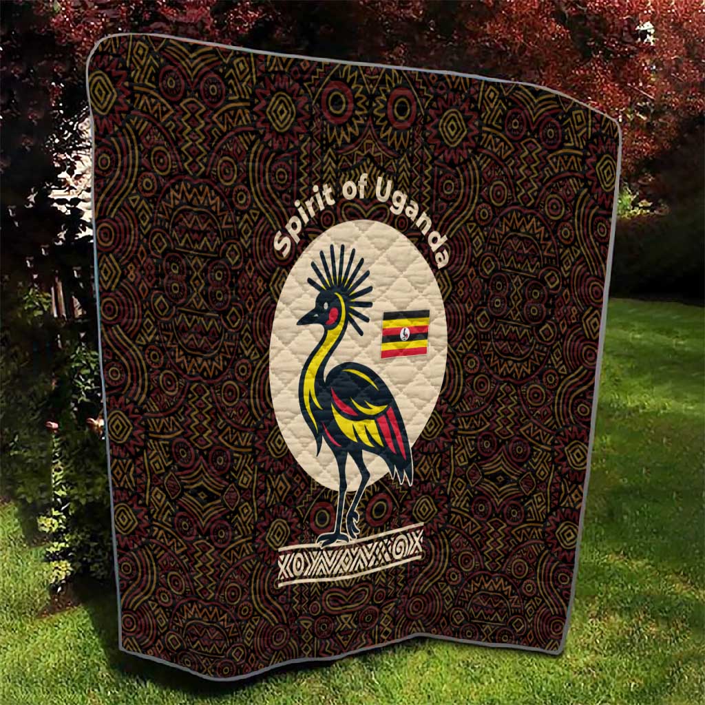Uganda Quilt - Grey Crowned Crane and Tribal Pattern Spirit of Uganda Theme TS04