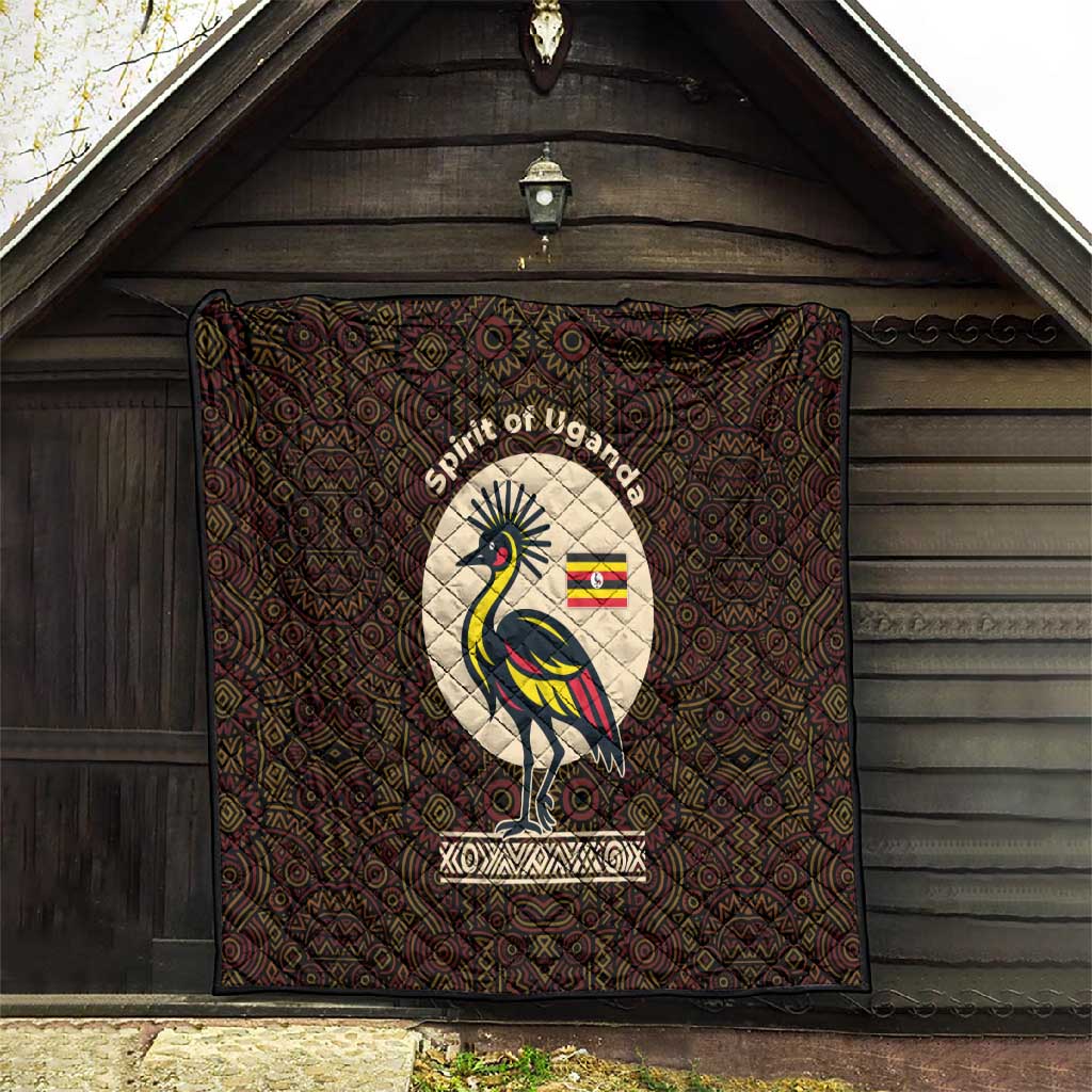 Uganda Quilt - Grey Crowned Crane and Tribal Pattern Spirit of Uganda Theme TS04