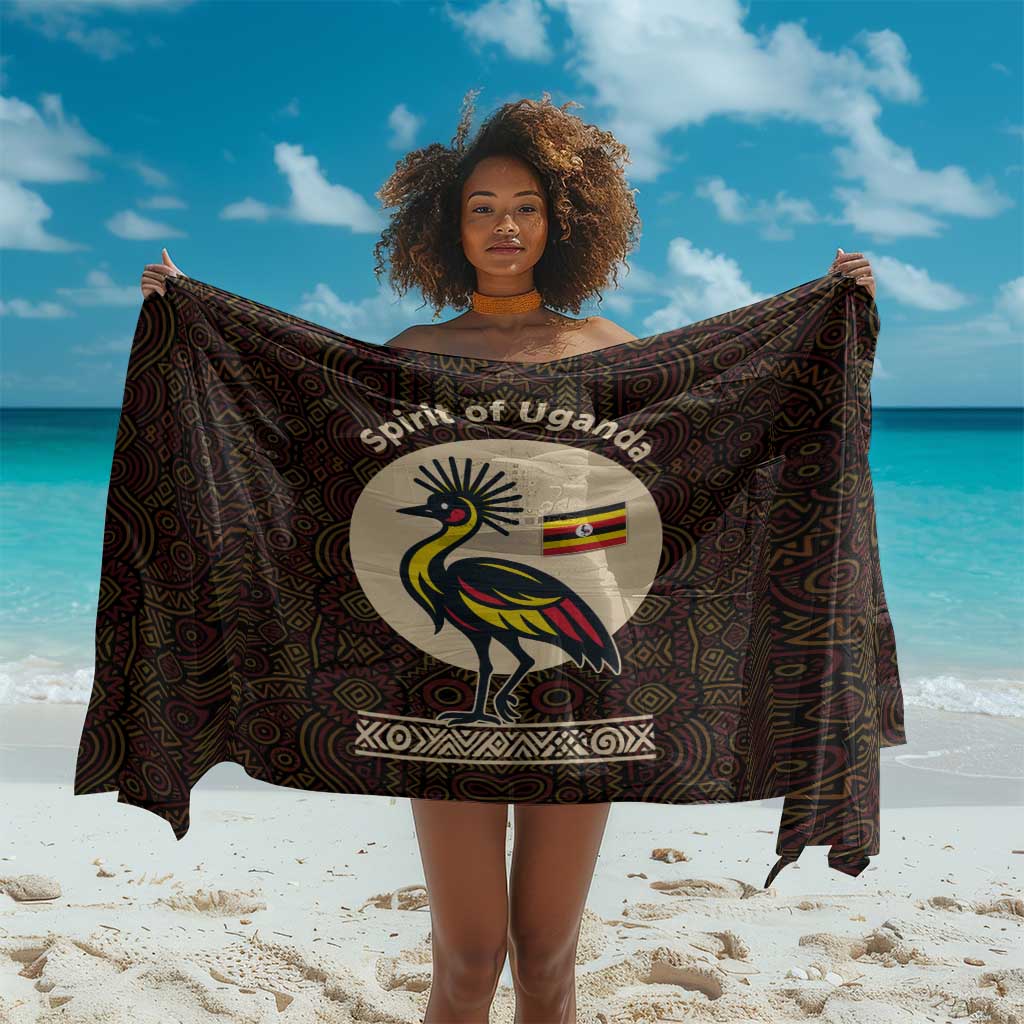 Uganda Sarong - Grey Crowned Crane and Tribal Pattern Spirit of Uganda Theme TS04