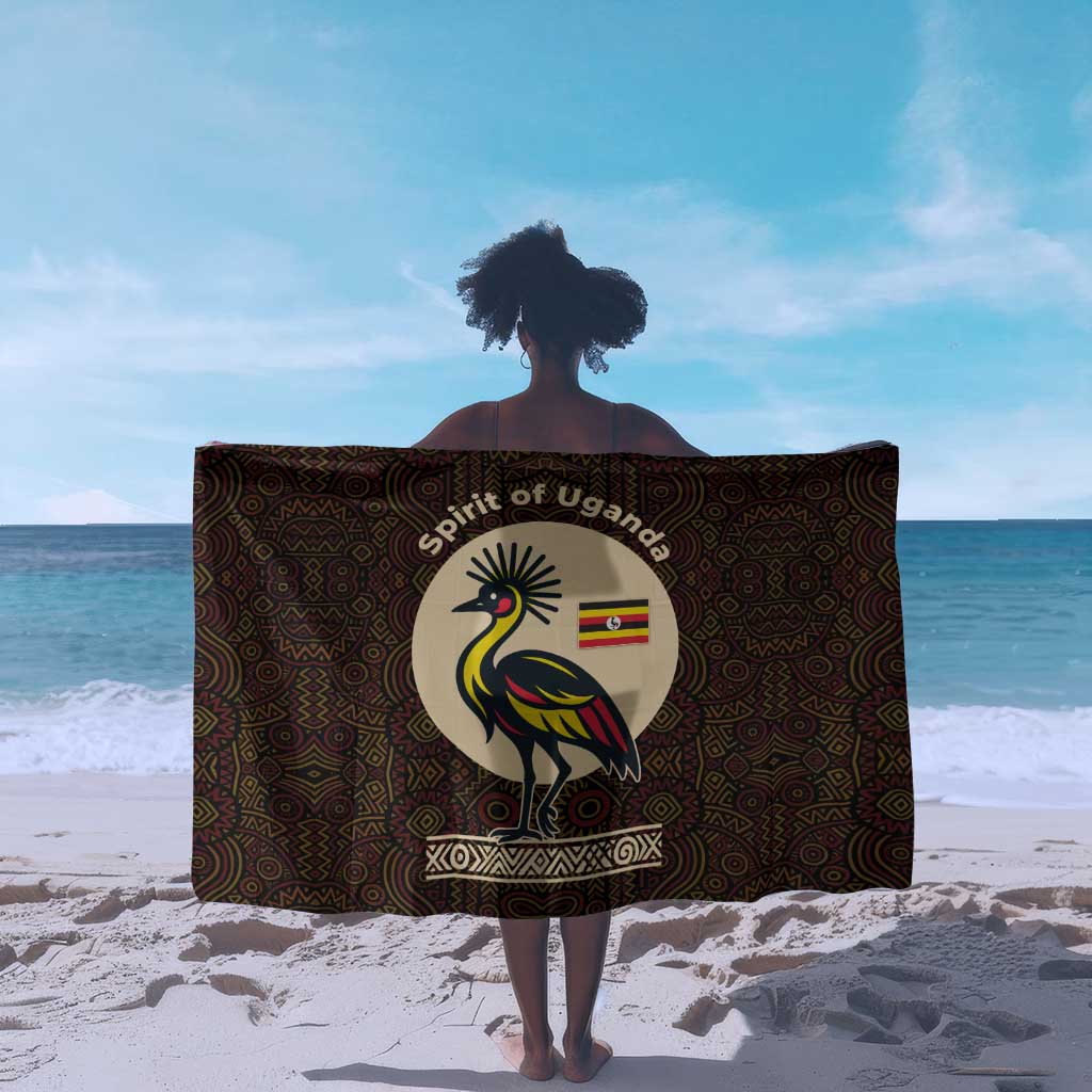 Uganda Sarong - Grey Crowned Crane and Tribal Pattern Spirit of Uganda Theme TS04