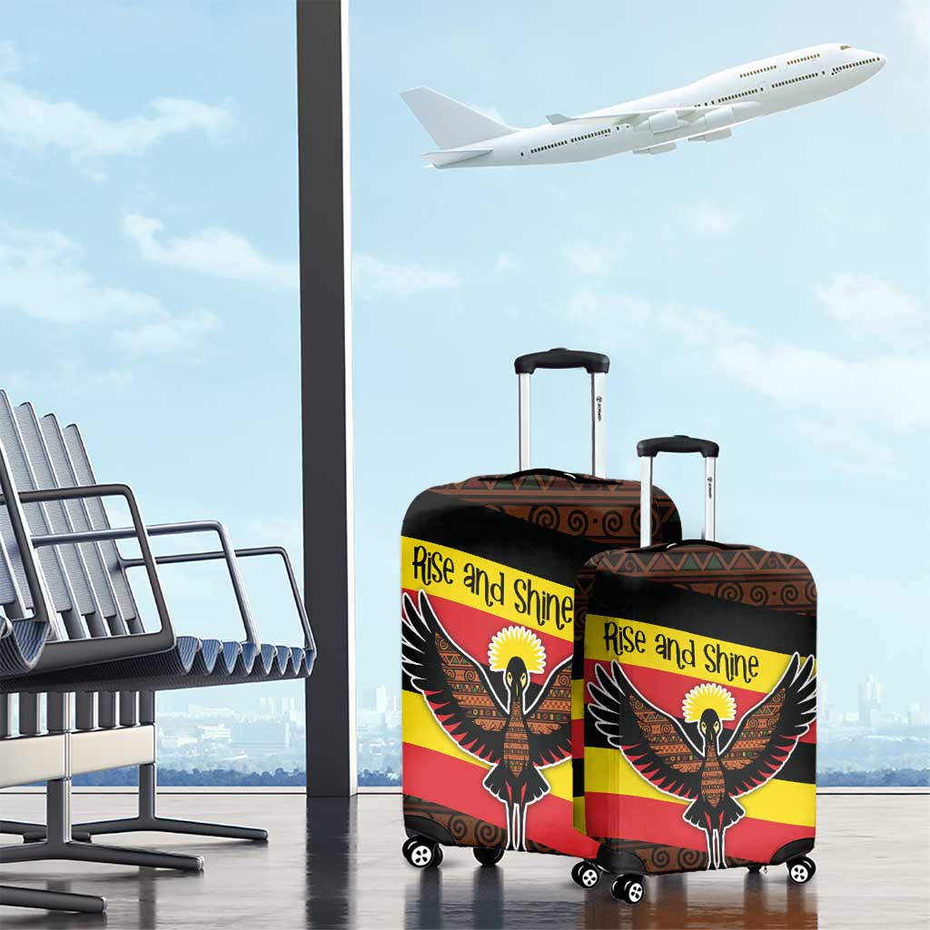 Uganda Luggage Cover with Crested Crane and Rise and Shine Tribal Pattern Design TS04
