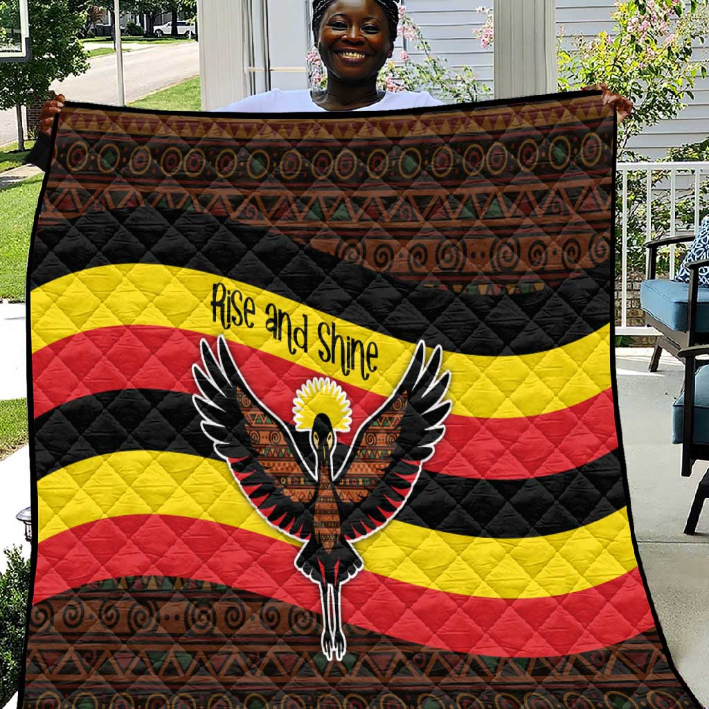Uganda Quilt - Crested Crane and Rise and Shine Tribal Pattern Design TS04