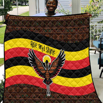 Uganda Quilt - Crested Crane and Rise and Shine Tribal Pattern Design TS04