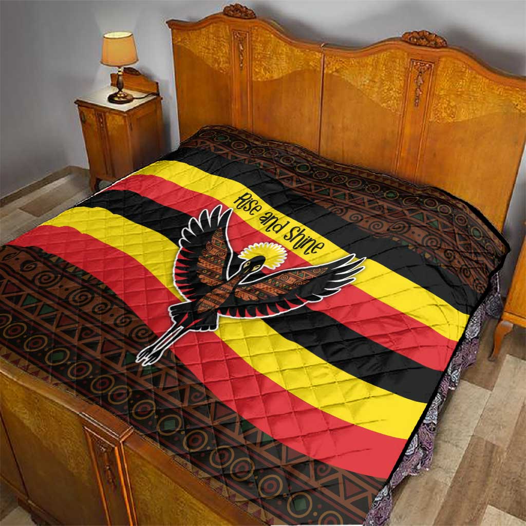 Uganda Quilt - Crested Crane and Rise and Shine Tribal Pattern Design TS04