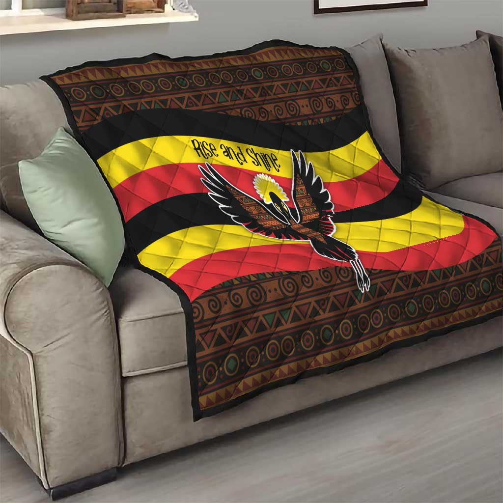 Uganda Quilt - Crested Crane and Rise and Shine Tribal Pattern Design TS04