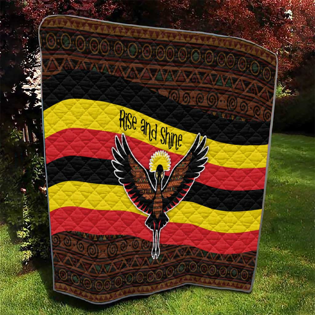 Uganda Quilt - Crested Crane and Rise and Shine Tribal Pattern Design TS04