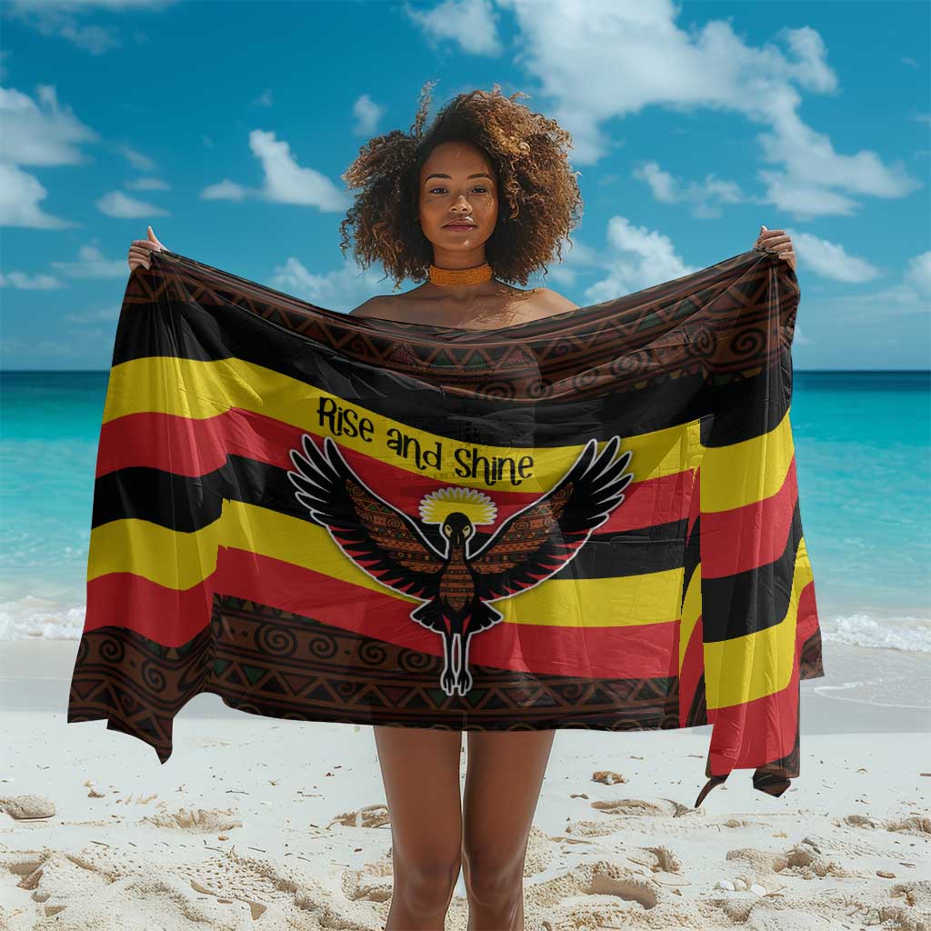Uganda Sarong - Crested Crane and Rise and Shine Tribal Pattern Design TS04